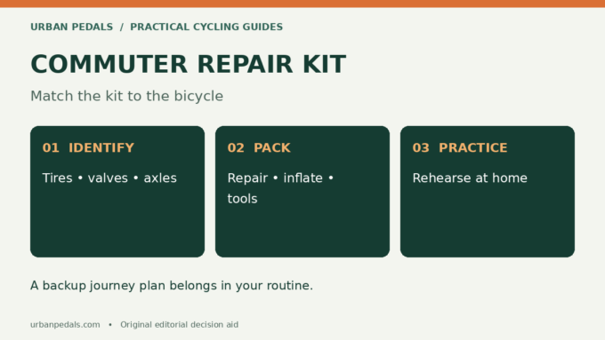 What to Carry in a Commuter Bike Repair Kit checklist and comparison diagram
