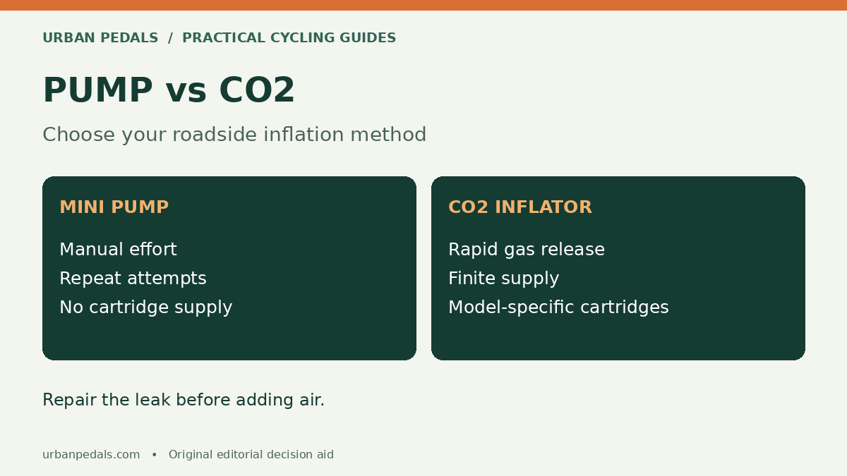 Mini Pump vs CO2 Inflator: What Should You Carry? checklist and comparison diagram