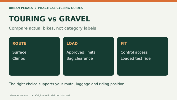 Touring Bike vs Gravel Bike: Choose for Your Route and Load checklist and comparison diagram